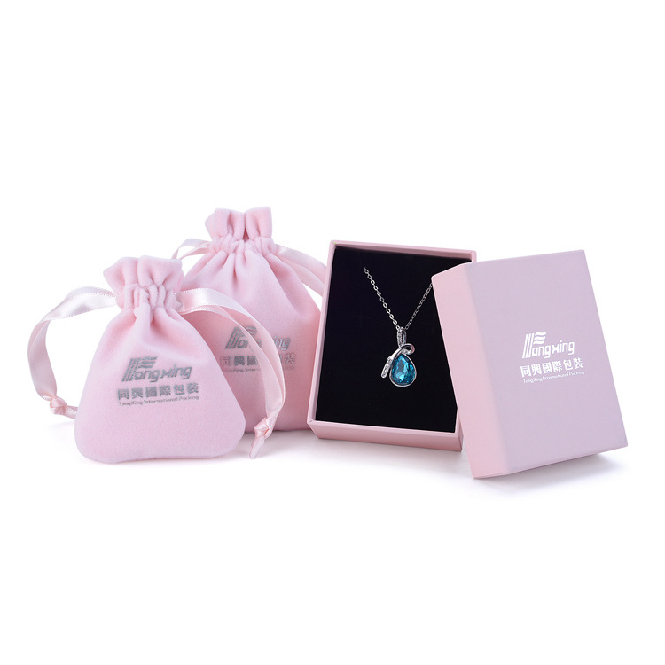 Pink Popular Jewelry Package Box Pouch Matching Package for Box with Customized Logo Gift Boxes jewelry Packaging Paper