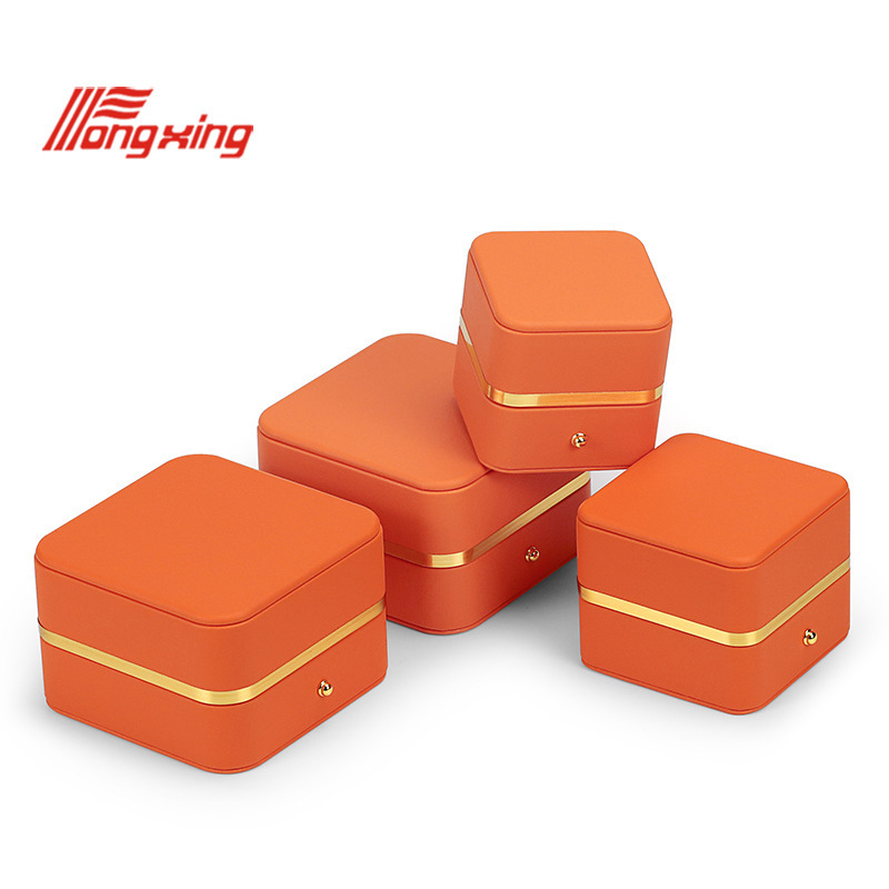 Tongxing Factory High Grade Customized Luxury Leather Orange Jewelry Box for Necklaces Rings Earrings High Quality Packaging