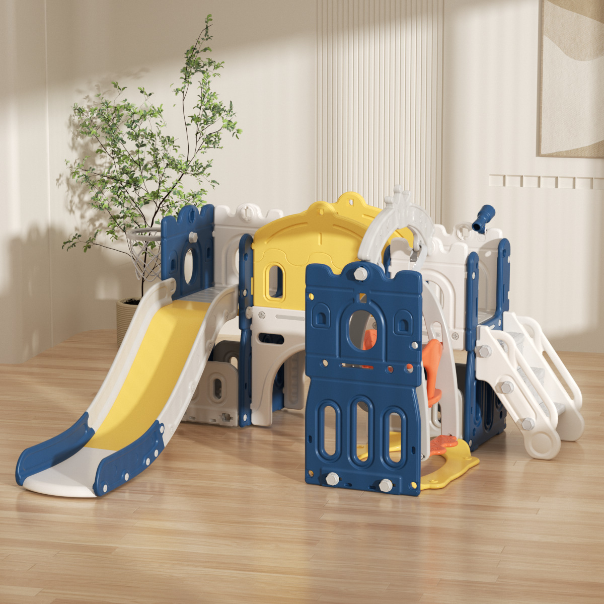 Hot Sale High Quality Safety Indoor Preschool Swing Set Commercial Plastic Slide For Kids