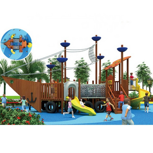 New Arrived Boat Children Kids Wooden Pirate Ship Play Set Complete Park Forts Slides Swings Lumber Outdoor Playground Equipment