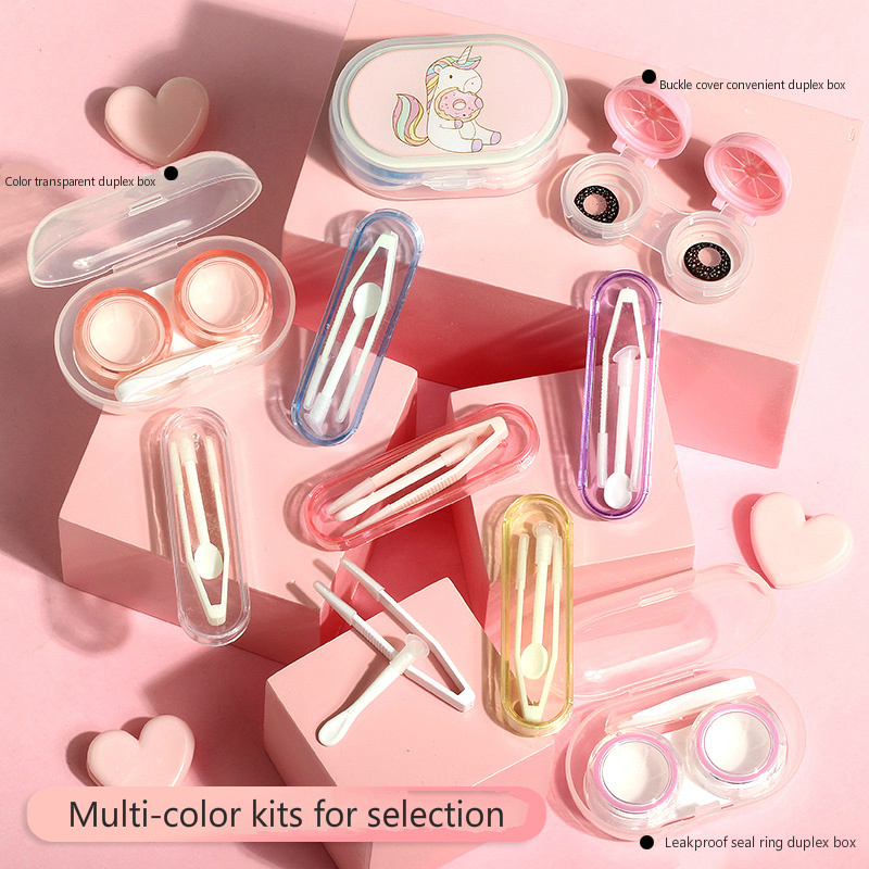 Wholesale high quality contact lenses case box accessories wearing stick and tweezers kits for contact lens case