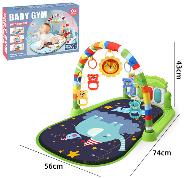 Hot Selling OEM Light and Music Keyboard Handmade Activity Musical Gym Rack Pedal Baby Fitness Piano Play Mat for Infant Unisex