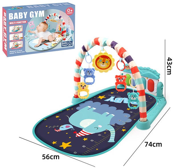 Hot Selling OEM Light and Music Keyboard Handmade Activity Musical Gym Rack Pedal Baby Fitness Piano Play Mat for Infant Unisex