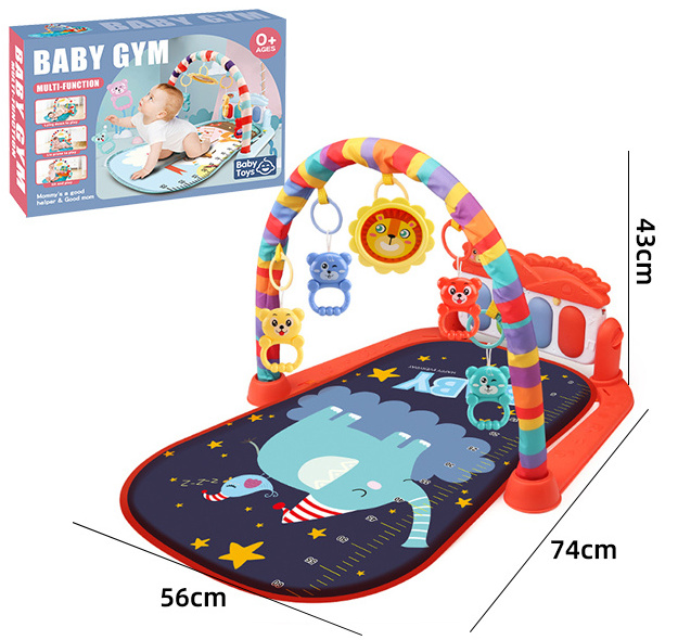 Hot Selling OEM Light and Music Keyboard Handmade Activity Musical Gym Rack Pedal Baby Fitness Piano Play Mat for Infant Unisex