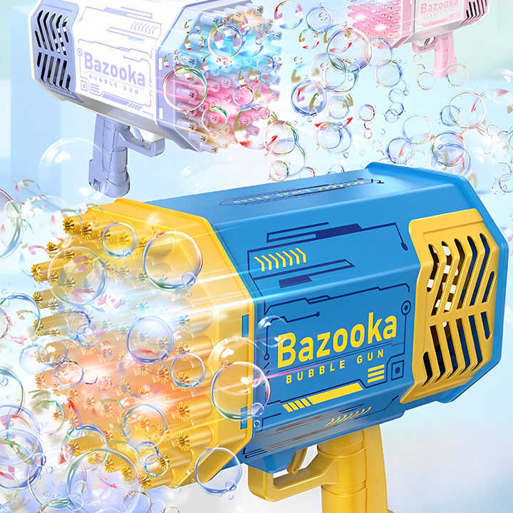 Big kids rocket 69 holes Bazooka Electric Shooter Toy Maker Automatic Bubble Machine Soap Gun