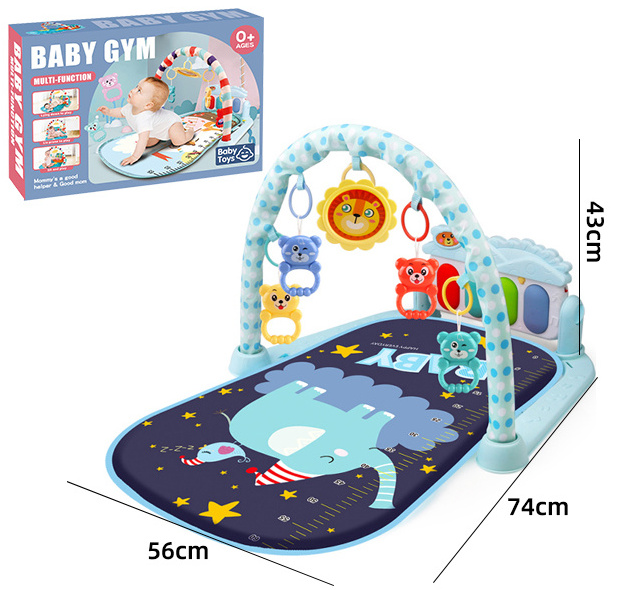 Hot Selling OEM Light and Music Keyboard Handmade Activity Musical Gym Rack Pedal Baby Fitness Piano Play Mat for Infant Unisex