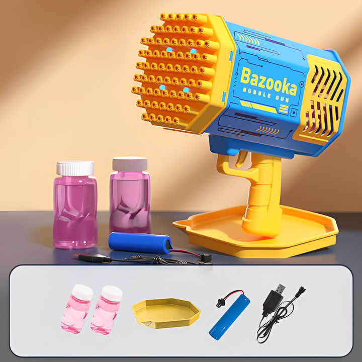 Big kids rocket 69 holes Bazooka Electric Shooter Toy Maker Automatic Bubble Machine Soap Gun