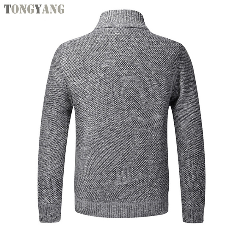 TONGYANG Autumn Winter New Men's Jacket Slim Fit Stand Collar Zipper Jacket Men Solid Cotton Thick Warm Fleece Jacket Men