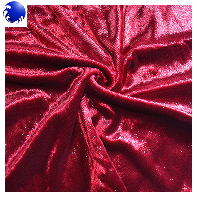 Pile down shinny polyester Metallic Velvet fabric for evening dress