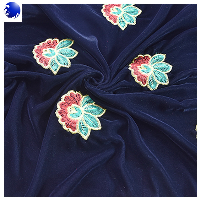 china  no elasticity Beautiful embroidery design micro velvet 5000 fabric for clothing