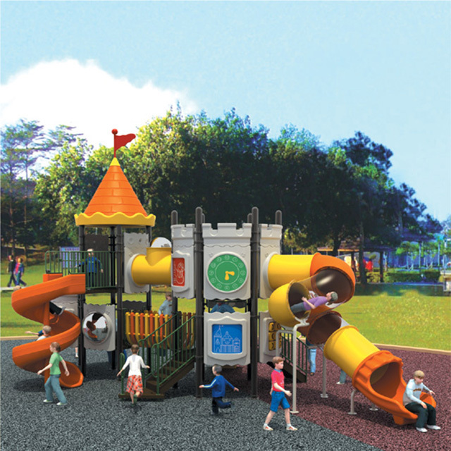 Custom Kids Outdoor Playground Equipment with Tunnel Swing Set Plastic Slide for Backyard & Airport Use