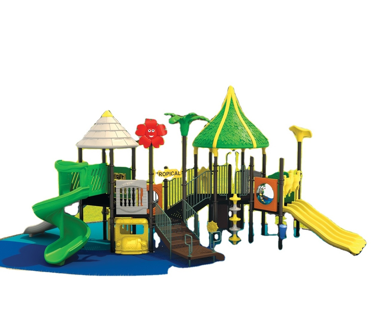 kids Outdoor Playground playhouse toy equipment theme park slip n swing sets plastic large slide