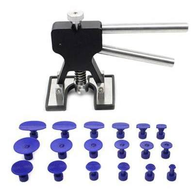 Dent Repair Tools Kit - Gold Dent Lifter with 15pcs Dent Removal Pulling Tabs Suction Cup Plate Hot Melt Glue Gun Glue Sticks