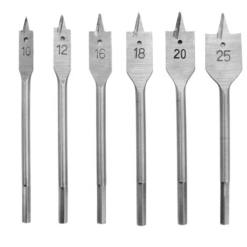 6Pcs 10-25mm Flat Wood Drill Bit High Carbon Steel Drill Set Woodworking Spade Drill Bit