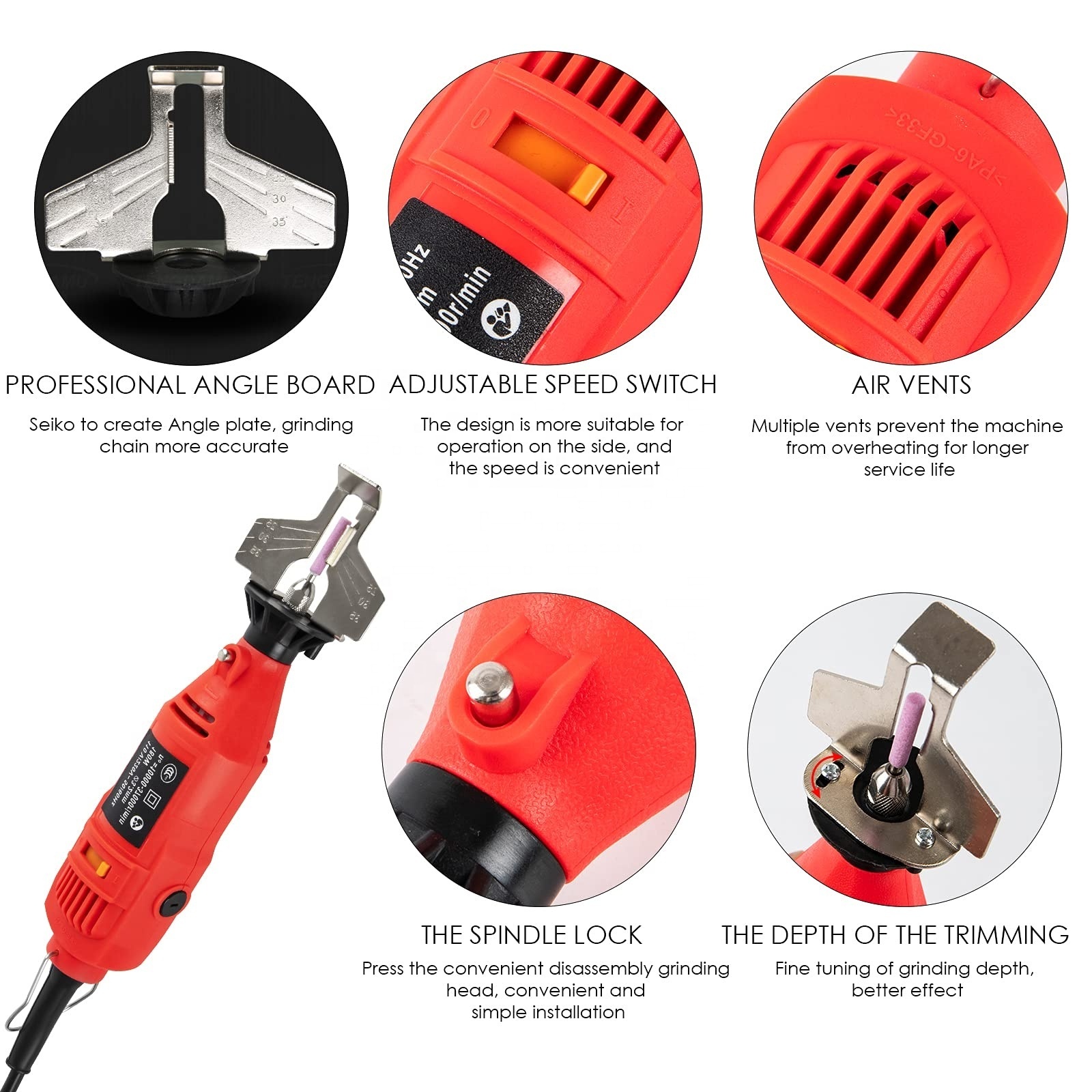 Cordless Chainsaw Sharpener Chainsaw Grinder Electric Blade Sharpening File with Sharpening Wheels Plug Power Supply