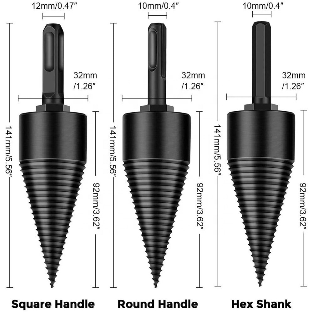 3pcs Removable Firewood Log Splitter Drill Bit Wood Splitter Drill Bits For Woodworking