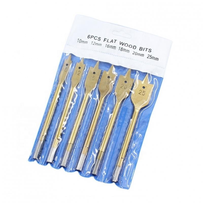 6Pcs 10-25mm Flat Wood Drill Bit High Carbon Steel Drill Set Woodworking Spade Drill Bit