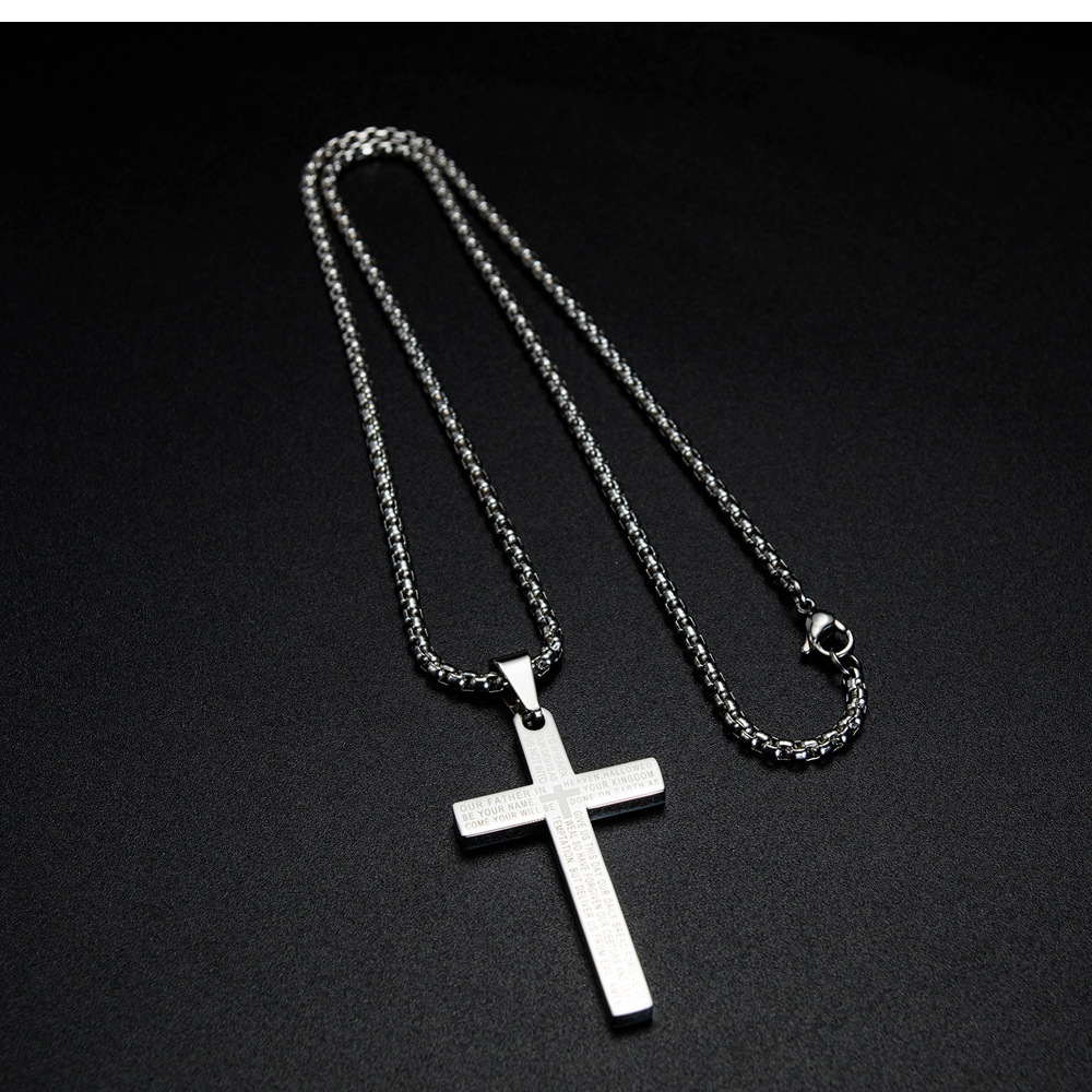 Fashion Scripture Stainless Steel Cross necklace and pendants for men cross pendant men necklace