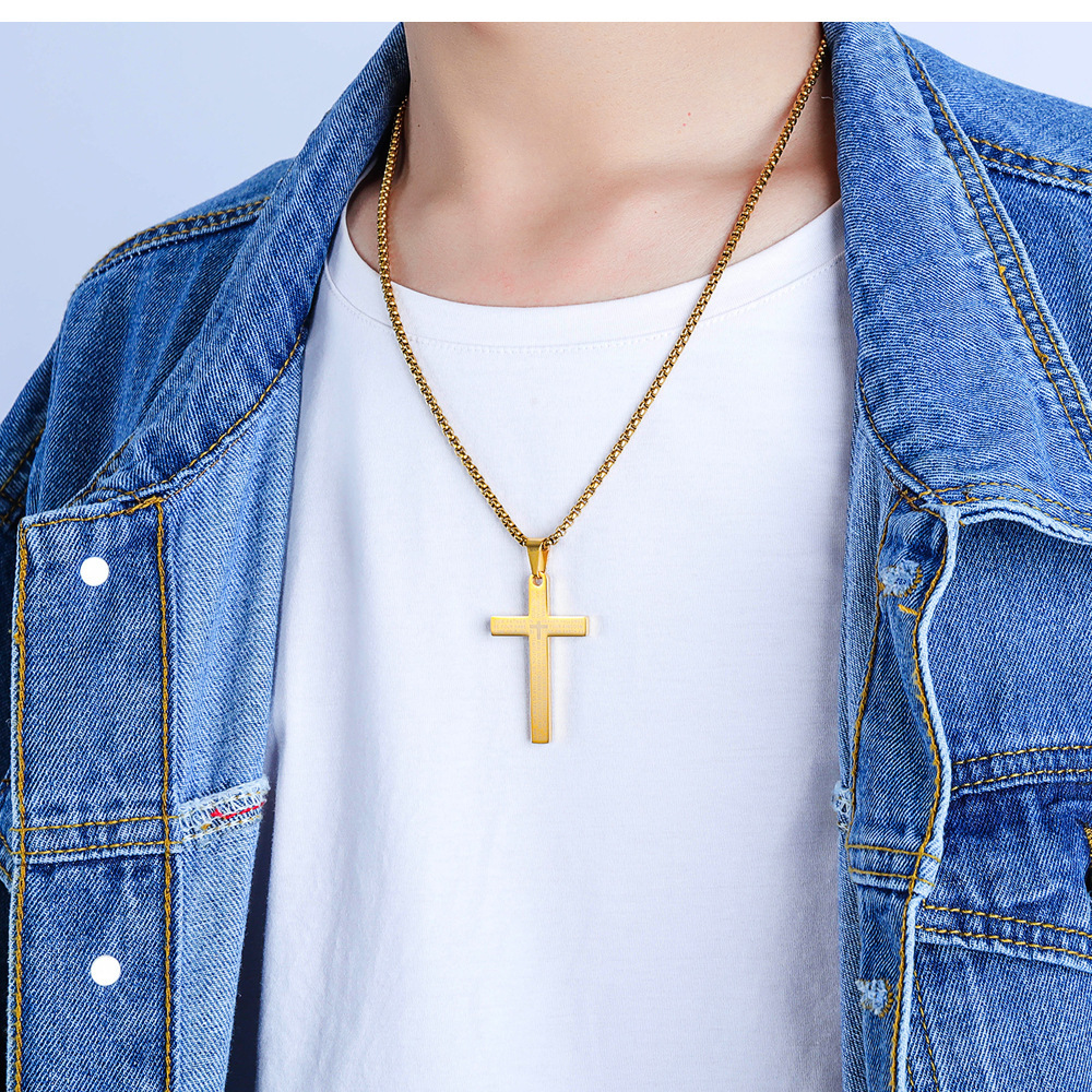 Fashion Scripture Stainless Steel Cross necklace and pendants for men cross pendant men necklace