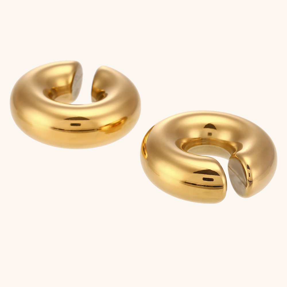 Free Tarnish Hypoallergenic Hollow Punk 18K Gold Plated Stainless Steel Earrings Thick Statement Chunky Ear Cuff For Women