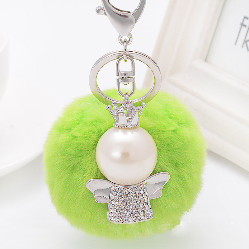 Fashion Pom Pom Cute Puffy Bunny Plush Fluffy Furball Keychain Pompon Fur Ball Key Chain