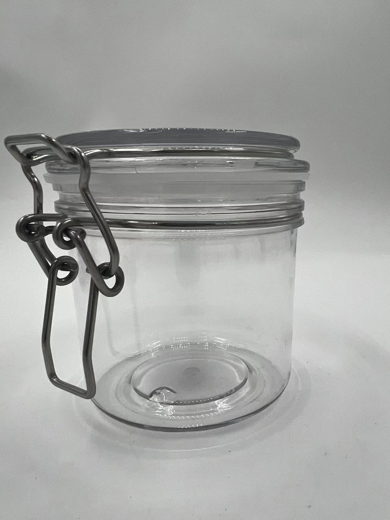 Hot sale airtight food container jars with metal clip top lid for cosmetic packaging wooden lid