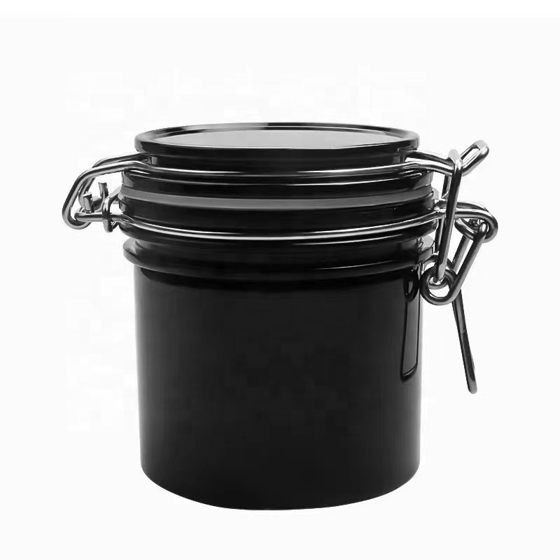 wholesale black glue preservation protective sealed plastic jars for cosmetic with lids makeup jar 250ml