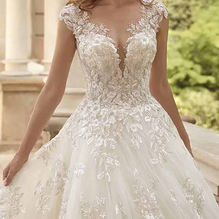 Customization Modern Elegant Embroidery Bridal Party Wedding Dresses Ball Gown For Wedding