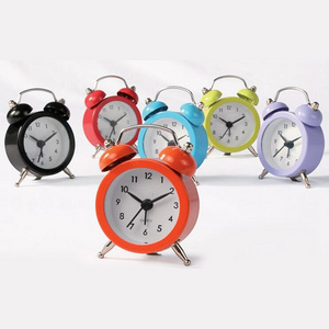 Metal Colorful Cute Twin bell Small Analog Mini Cheap Table Alarm Clock For Bed