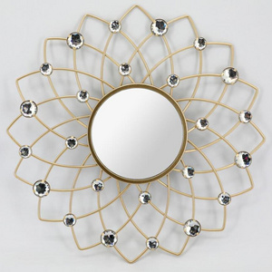 gold metal with diamond 3Pcs Starburst mirror wall decorative mirror for home wall decor