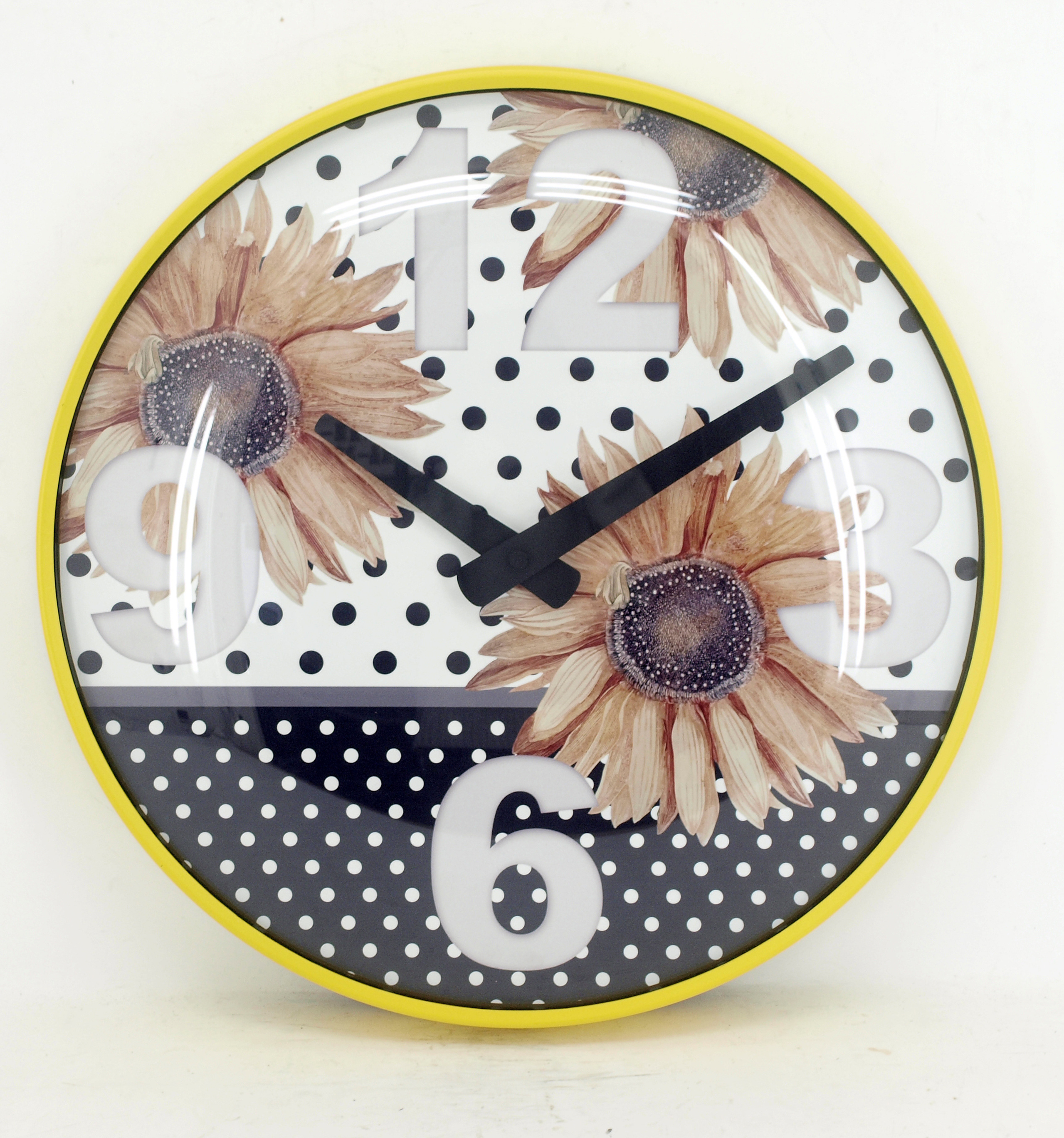 Sunflower Pattern Wall Clock plastic home decoration battery operated quartz round clock modern for home decor gift