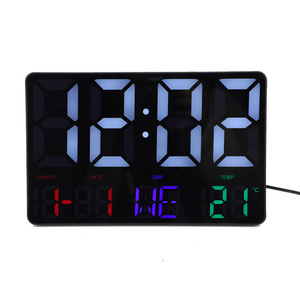 Factory New  7 multi-languages Radio Control Digital  Colorful Display  Table Wall Alarm  LED Watch Clock Horloge Murale