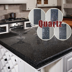 TONGYU 18mm thickness Customized Size Black Sparkle Mirror Quartz Tiles for Countertop