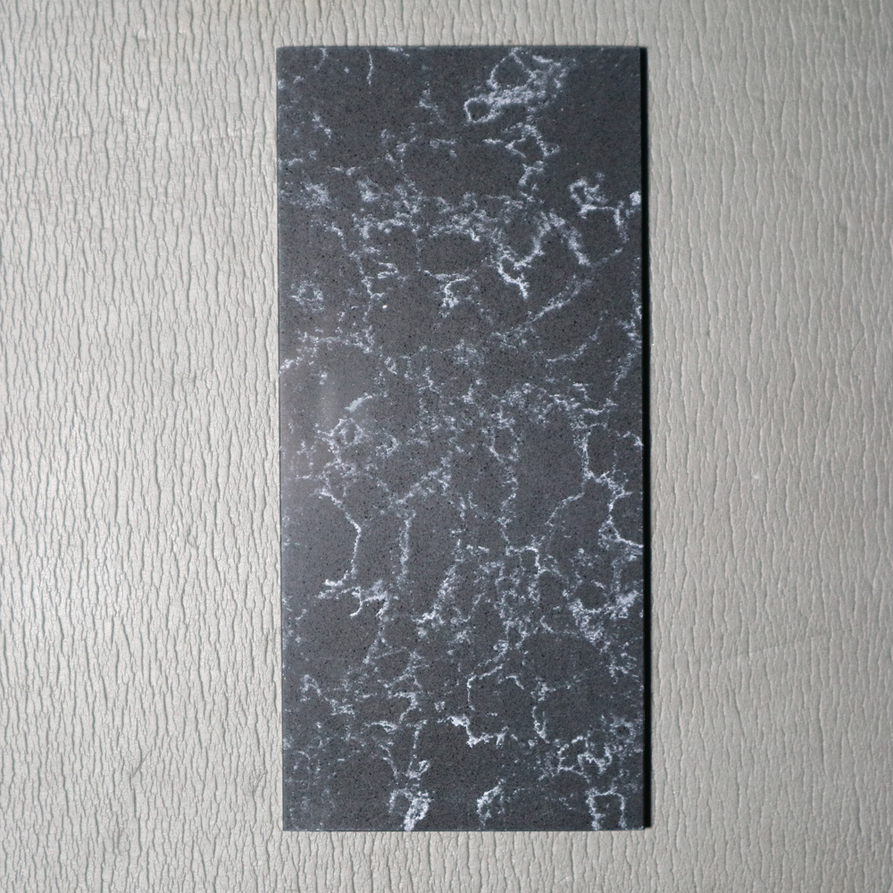 TONGYU 18mm thickness Customized Size Black Sparkle Mirror Quartz Tiles for Countertop