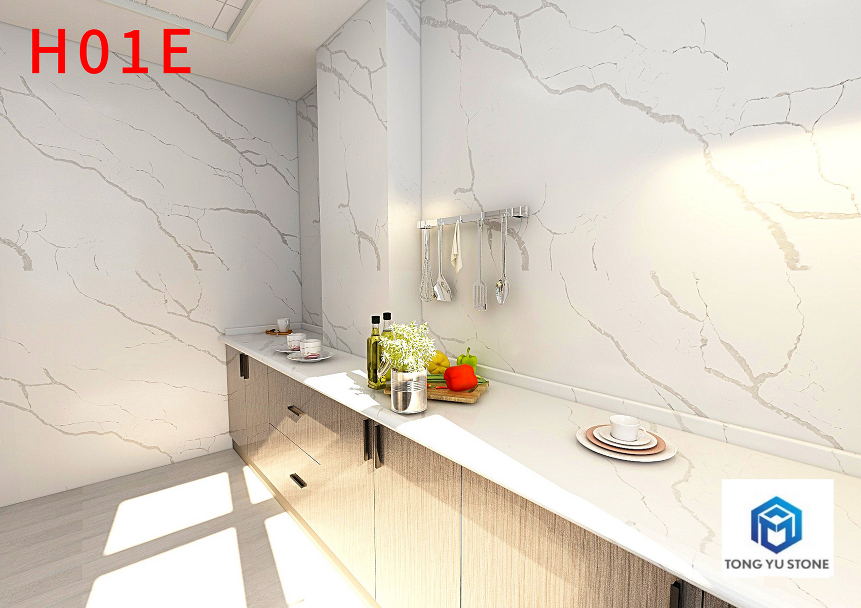 Kitchen Countertops Grade B Artificial Snow White Quartz Slabs Purple Veins Calacatta White Quartz Stone