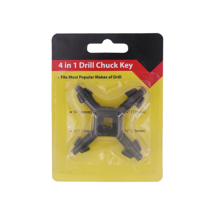 Black Coating 4 Way Chuck Key for Most Drills and Power Tools