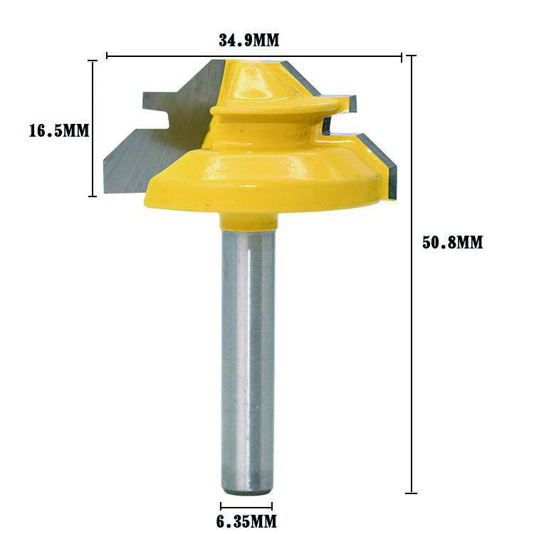 High Quality  1/4 Inch Shank Brocas De Enrutador Tungsten Carbide 45 Degree  Lock Miter Wood Router Bit for Woodworking