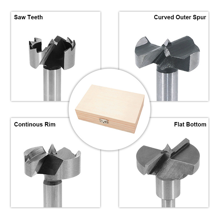 Round Shank 35mm Wood Boring Brocas Forstner Drill Bits with Saw Teeth for Woodworking