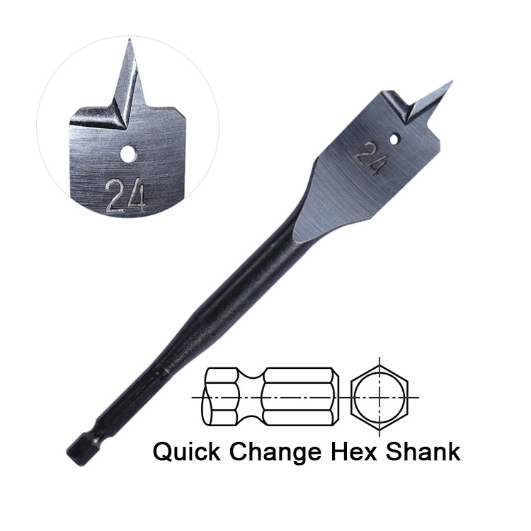 Heavy Duty Shank Center Point Paddle Flat Wood Spade Drill Bit  for Wood Drilling