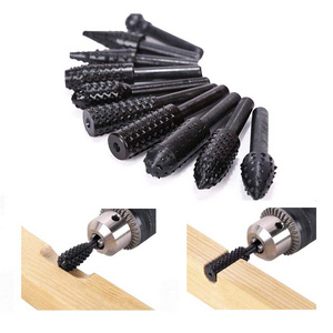 10 Pieces Wood Rasp Drill Bit Set for Drill Shaft Tool Wood Carving / Woodworking Ball Cutter Cylinder Cutter