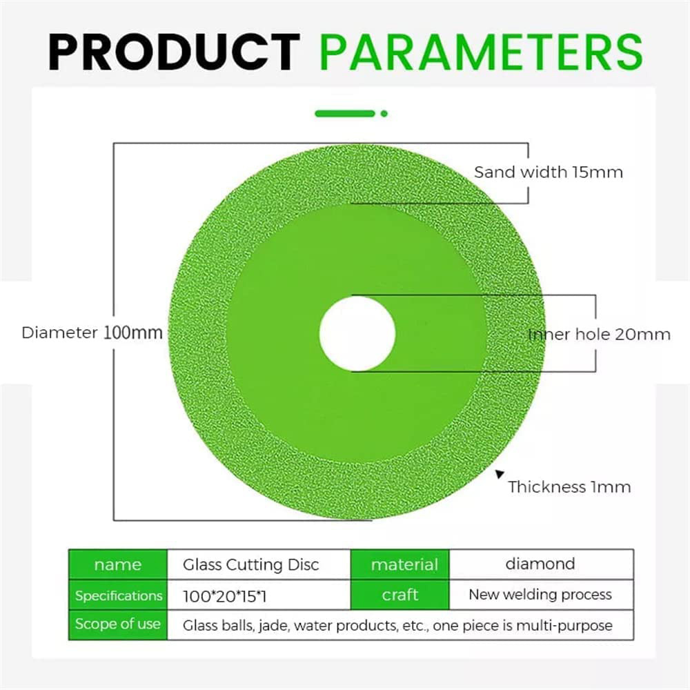 1mm Ultra Thin Green Diamond Glass Cutting Disc Blade  for Angle Grinder Cutting and Grinding for Jade Crystal Bottles Ceramic T