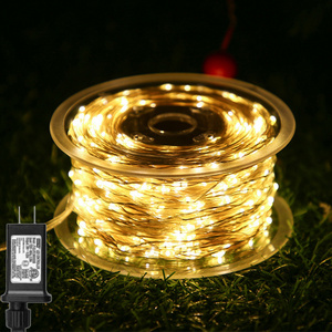 33Ft 100 LEDs 66Ft 200 LEDs 164Ft 500 LEDs Fairy Lights Plug in Waterproof Silver Copper  Wire Firefly Lights Outdoor Indoor