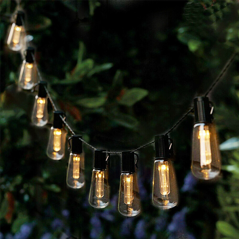 2024 Garden Outdoor Edison Bulb Globe Waterproof Solar Operated String Light With LED Solar Outdoor Globe String Lights