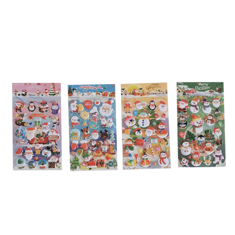 Custom Factory Direct Sales Merry Christmas  Kids Educational Toys Cartoon Children Stickers 3D Puffy Stickers