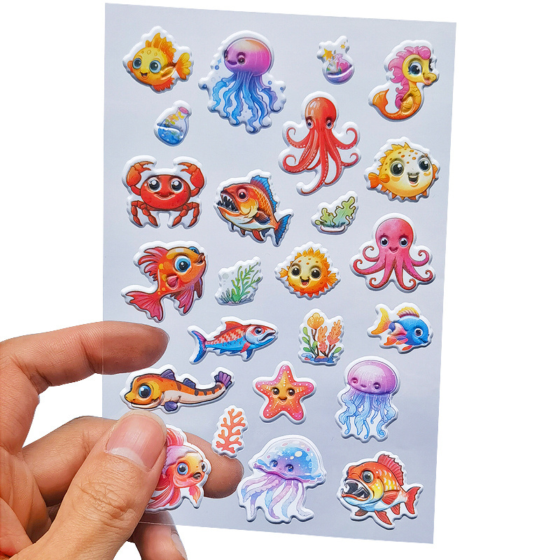 Kawaii 3D Foam Puffy Stickers PVC Eco Friendly Kids Cute Cartoon Ocean Animals Puffy Sticker