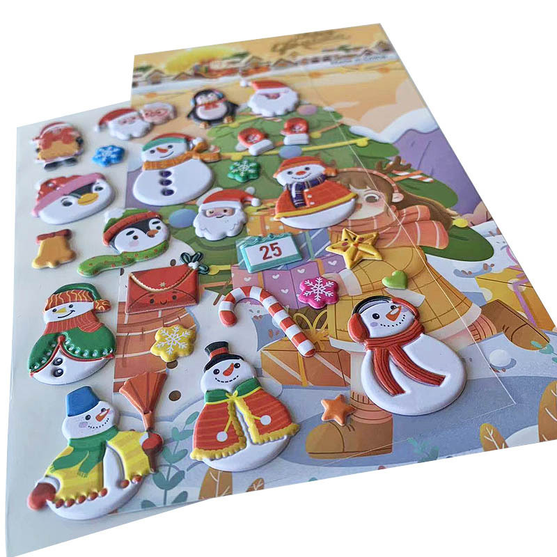 Custom Factory Direct Sales Merry Christmas  Kids Educational Toys Cartoon Children Stickers 3D Puffy Stickers