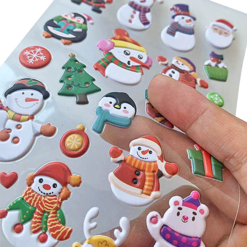 Christmas Gift Cute Decoration Cartoon 3D Puffy Stickers Merry Christmas Bubble Stickers For Kids