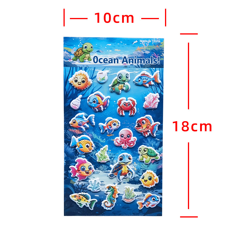 Kawaii 3D Foam Puffy Stickers PVC Eco Friendly Kids Cute Cartoon Ocean Animals Puffy Sticker