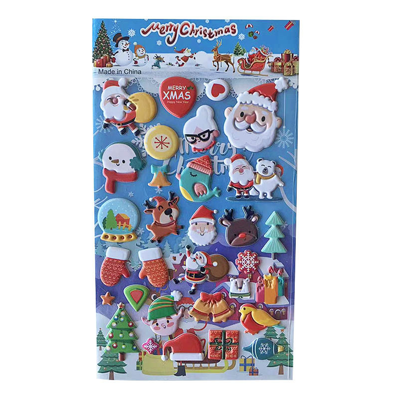 Christmas Gift Cute Decoration Cartoon 3D Puffy Stickers Merry Christmas Bubble Stickers For Kids