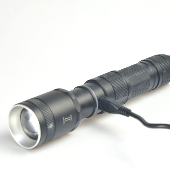 T6 tactical torch aluminum 600 lumen USB 18650 rechargeable led flashlight